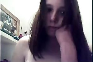Skinny non-professional dark brown legal age teenager opes her legs on web camera