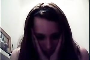 Skinny non-professional dark brown legal age teenager opes her legs on web camera