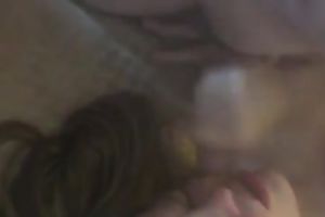 Light haired cum starving GF of my buddy greedily sucks his prick