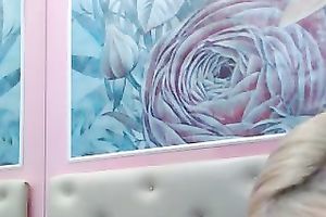 Blond and pink haired webcam playgirl in nature's garb her marvelous knockers