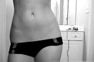 Hot white college slutty wife in taut denim stripteases on livecam