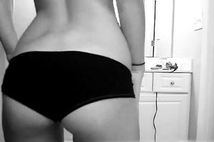 Hot white college slutty wife in taut denim stripteases on livecam