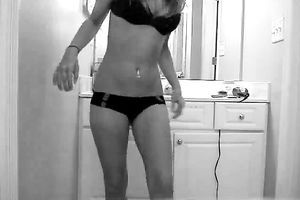 Hot white college slutty wife in taut denim stripteases on livecam