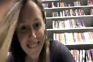 Sweet gal with natural sexy love muffins was petting her cookie in the library