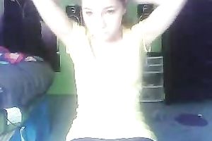 Cute non-professional hottie flashes her natural large titties on camera