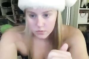 This blond camgirl is the real deal with her well developed boobies
