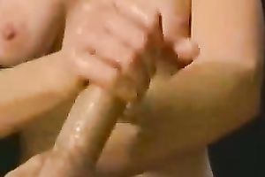 All natural golden-haired girlfriend jacks off my lengthy bald cock