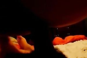 My marvelous dark brown GF engulfing and riding my hard shlong