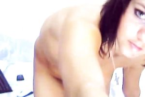 Sensational brunette hair beauty getting wild on cam