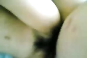 Nailing Asian girl's hairy fur pie in a missionary position