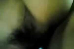 Nailing Asian girl's hairy fur pie in a missionary position