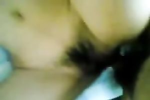 Nailing Asian girl's hairy fur pie in a missionary position