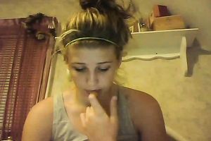 Awesome light haired beauty with wet pointer sisters and hawt bum enjoys masturbation