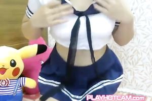 Hot Asian hoe is getting frisky on webcam and that babe doesn't mind if u see