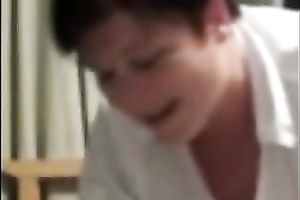 Fat brunette hair housewife blows my dong and rides me on top