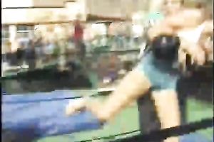 Sweaty lewd spring break doxies have fun in the ring