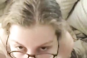 Four eyed girlfriend sucks jock and receives her arse fucked