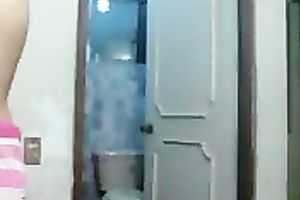 Kinky dilettante girlie exposed her constricted fascinating titties on cam