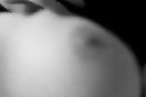 Slim and hot juvenile girlfriend in sexy dark dress flashing