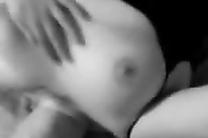 Slim and hot juvenile girlfriend in sexy dark dress flashing