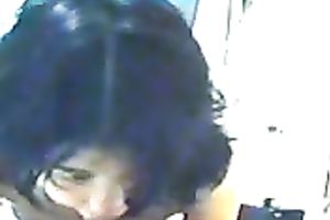 My Chinese dark brown older BBC slut busy engulfing shlong