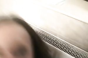 Horny black haired whore did not forget to call her ex in the bath