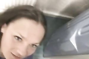 Horny black haired whore did not forget to call her ex in the bath