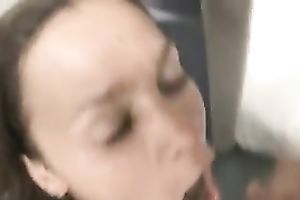 Horny black haired whore did not forget to call her ex in the bath