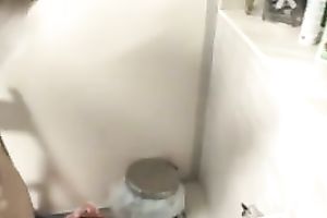 Horny black haired whore did not forget to call her ex in the bath