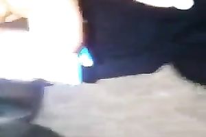 Lewd dark skinned nympho with blue manicure was teasing her wet twat