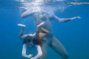 Slender and juvenile redhead harlot in the unfathomable blue sea