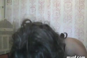 Sensational and nasty dark brown sweetheart eats knob with excitement