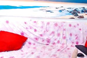 Sizzling doll with red lips fondling pink punani passionately