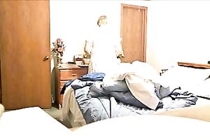 Amateur chunky older golden-haired horny white wife was caught undressing on spy web camera