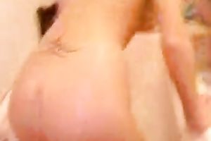 Blond haired playful GF of mine teases me with her solo in the bathroom