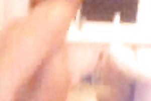 Blond haired playful GF of mine teases me with her solo in the bathroom