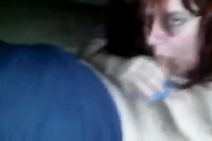 Red haired whorish dyed fat wench provided my sloppy penis with BJ