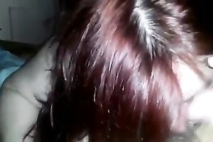 Red haired whorish dyed fat wench provided my sloppy penis with BJ