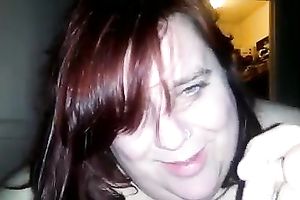 Red haired whorish dyed fat wench provided my sloppy penis with BJ