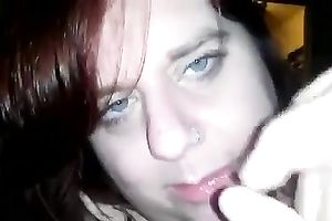 Red haired whorish dyed fat wench provided my sloppy penis with BJ