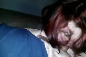 Red haired whorish dyed fat wench provided my sloppy penis with BJ