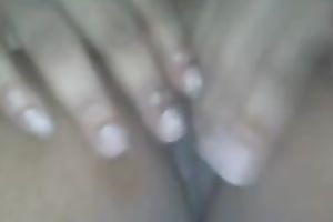 Petting my puffy ebon wet crack with fancy pink fake penis