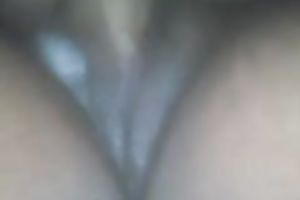 Petting my puffy ebon wet crack with fancy pink fake penis