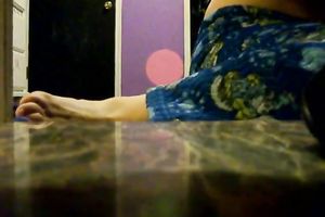 Lewd non-professional bitch was taking on her pants and panties in a weird way