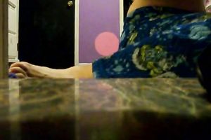 Lewd non-professional bitch was taking on her pants and panties in a weird way