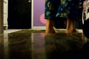 Lewd non-professional bitch was taking on her pants and panties in a weird way