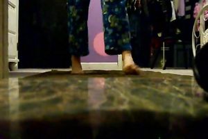Lewd non-professional bitch was taking on her pants and panties in a weird way