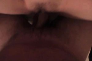 Slender non-professional dark brown in dark nylons enjoys riding weenie of BF