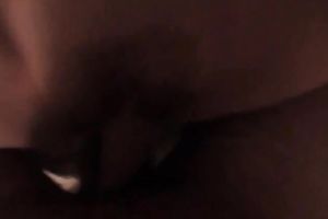 Slender non-professional dark brown in dark nylons enjoys riding weenie of BF