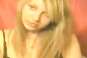 Lusty light haired sweetheart got rid of her dark brassiere to flash me a bit of her marangos